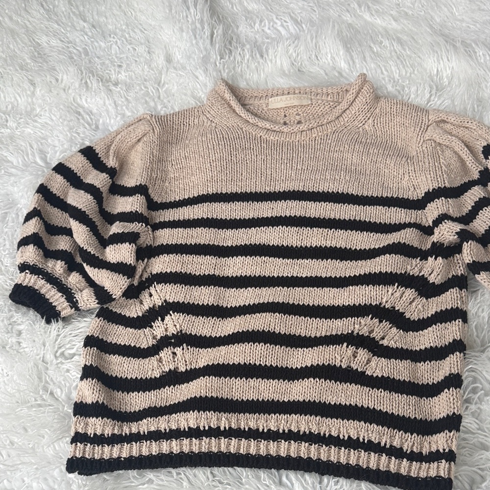 Ulla Johnson Black and Cream Striped Sweater